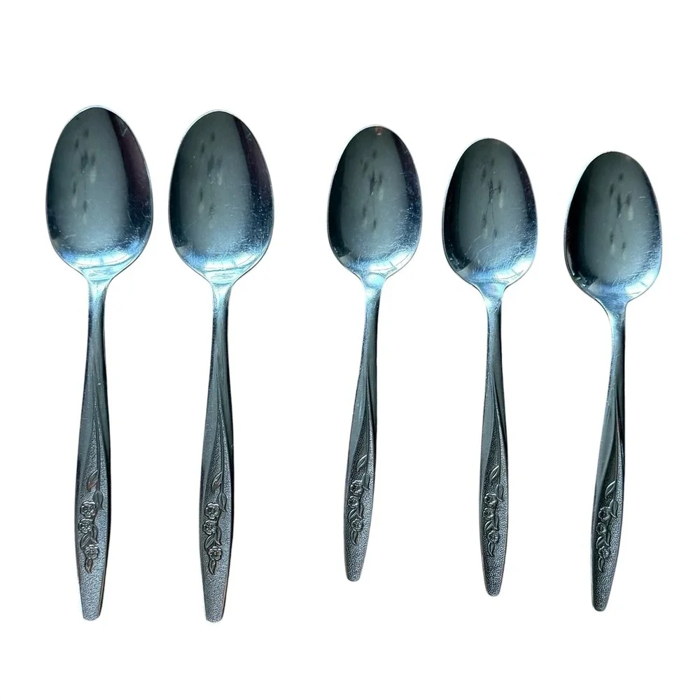 Vintage Superior Stainless Steel Radiant Rose Spoons‎ USA Tablespoons Teaspoons